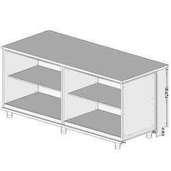 Comptoir neutre - caisse Metrika Line dimension : 2100x890(670)xh950