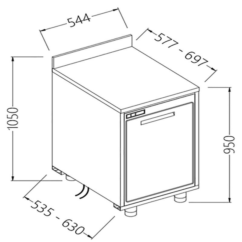 Arrière-comptoirs réfrigérés T N moteur à distance avec dosseret - 544x630x1050 mm - NLSR54X