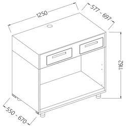 Comptoir pour machine à café ouvert L 1250 mm - 1250x550x1162 mm