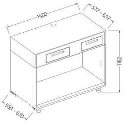 Comptoir pour machine à café ouvert L 1500 mm - 1500x550x1162 mm