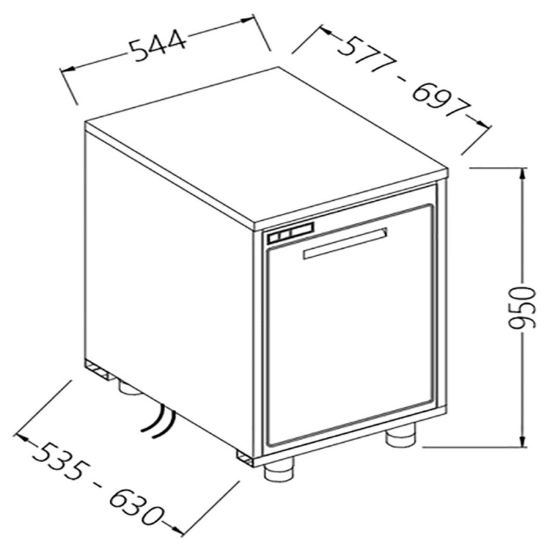 Arrière-comptoirs réfrigérés T N moteur à distance sans dosseret - 544x630x950 mm - NNVR54X