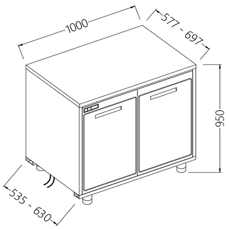 Arrière-comptoirs réfrigérés T N moteur à distance sans dosseret - 1000x535x950 mm - NNSR10X/5