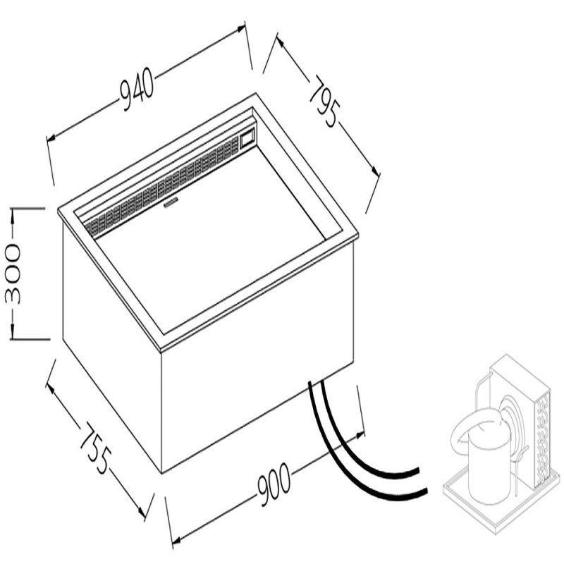 Option Bacs encastrables intégrées chaud-froid ventilées euronorm DCF09R