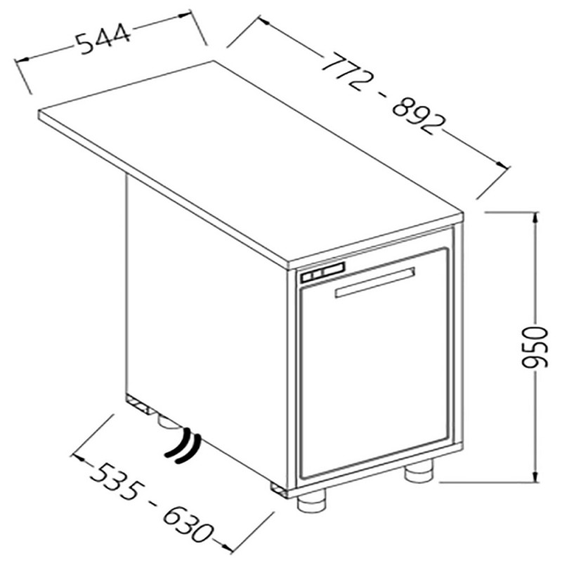 Comptoirs de bar réfrigérés B T moteur à distance section caisse - 544x535x950 mm