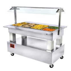 Buffet chauffant bain-marie 4 x1/1 hauteur 150 bois blanc chauffants bain-marie 1440x660(950)xh1370