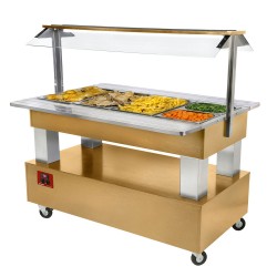 Buffet chauffant bain-marie 4 x1/1-150 bois chêne chauffants bain-marie 1440x660(950)xh1370