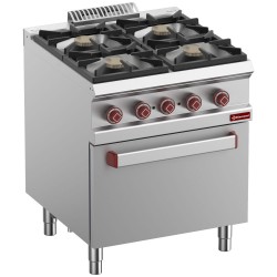 Fourneau 4 feux gaz + four GN 2/1 + grill électrique