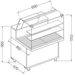 Vitrine snack pour pain vitres hautes - 1000x892x1382 mm