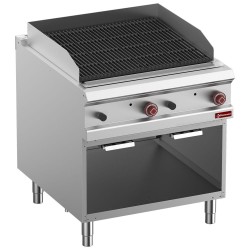 Grill pierre de lave, module 1/1, grille "2 faces" acier inox, armoire ouverte