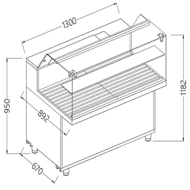 Vitrine snack pour pain vitres basses - 1300x892x1182 mm