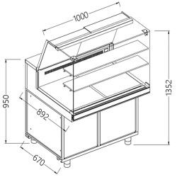 Vitrines réfrigérées ventilées pour les snacks vitres hautes groupe à distance sans réserve - 1000x892x1352 mm