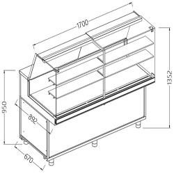 Vitrines neutres pour snacks vitres hautes - 1700x892x1352 mm