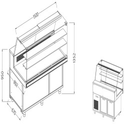 Vitrines réfrigérées statiques pour les snacks vitres hautes groupe à distance - 1500x892x1382 mm