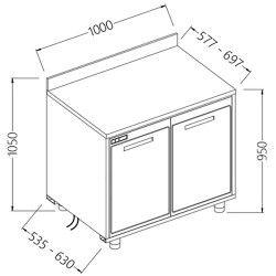 Arrière-comptoirs réfrigérés B T moteur à distance sans dosseret - 1000x535x1050 mm