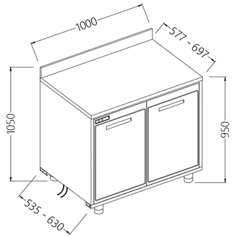 Arrière-comptoirs réfrigérés B T moteur à distance sans dosseret - 1000x535x1050 mm