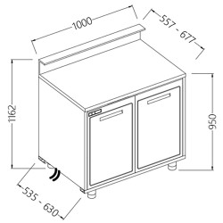 Comptoirs de bar réfrigérés B T moteur à distance prédisposition tablette service - 1000x535x1162 mm