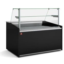 Comptoir vitrine temperature 0°c 5°c neutre vitre haute avec reserve neutre noir 1285 mm de largeur