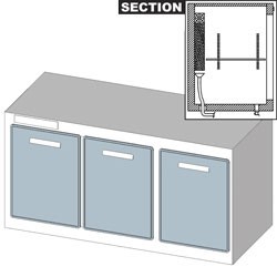 Réserve réfrigérée comportes réfrigérée ventilée , 3 portes, avec group Metrika Line dimension : 1500x650xh770