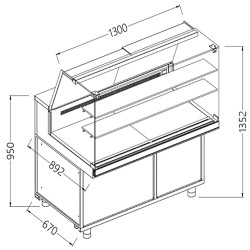 Comptoir vitrine neutre x boulangerie EN & GN, vitre haute dim. 1300x890xh1350