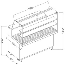 Vitrine snack pour pain vitres hautes - 1500x892x1382 mm