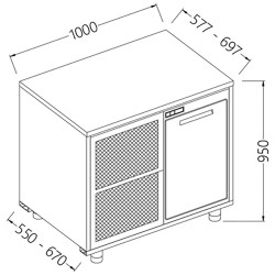 Arrière-comptoirs réfrigérés B T avec moteur sans dosseret - 1000x550x1050 mm