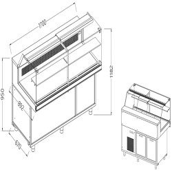 Vitrines réfrigérées statiques pour les snacks vitres basses groupe à distance - 1700x892x1182 mm