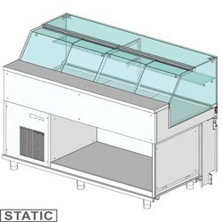 Comptoir vitrine en et gn, vitre basse, statique Metrika Line dimension : 1700x890xh1182