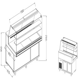 Vitrines réfrigérées ventilées pour les snacks vitres hautes groupe à distance sans réserve - 1500x892x1352 mm