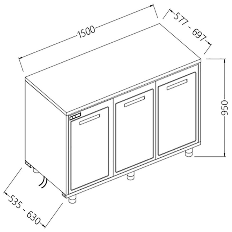 Arrière-comptoirs réfrigérés B T moteur à distance sans dosseret - 1500x535x950 mm