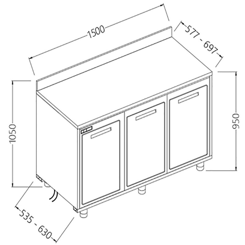 Arrière-comptoirs réfrigérés B T moteur à distance sans dosseret - 1500x535x1050 mm