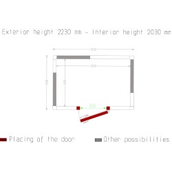 Chambre froide avec isolation 100 mm et dimensions extérieures 2430x1630x2230 mm