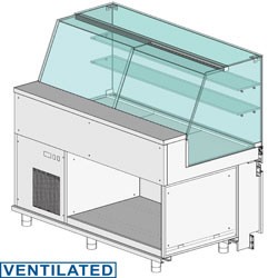 Comptoir vitrine en et gn, vitre haute, ventilée Metrika Line dimension : 1500x890xh1352