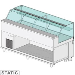 Comptoir vitrine en et gn, vitre basse, statique Metrika Line dimension : 2100x890xh1182