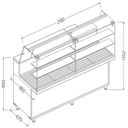 Vitrine snack pour pain vitres hautes - 2100x892x1382 mm