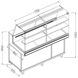 Vitrines réfrigérées ventilées pour les snacks vitres hautes groupe à distance sans réserve - 1700x892x1352 mm