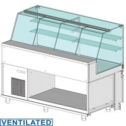 Comptoir vitrine en et gn, vitre haute, ventilée Metrika Line dimension : 1700x890xh1352