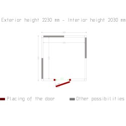 Chambre froide avec isolation 100 mm et dimensions extérieures 2630x2630x2230 mm