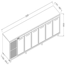 Arrière-comptoirs réfrigérés T N avec moteur sans dosseret - 3500x550x950 mm - NNS35X/5