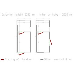 Chambre froide 2 zones avec isolation 100 mm et dimensions extérieures 2430x5960x2430 mm