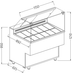 Vitrines à glaces - 1150x892x1382 mm - VG12XR