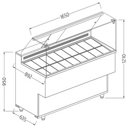 Vitrines à glaces - 1650x892x1382 mm - VG18X