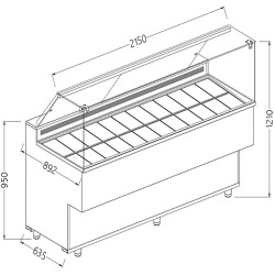 Vitrines à glaces - 2150x892x1382 mm - VG24X