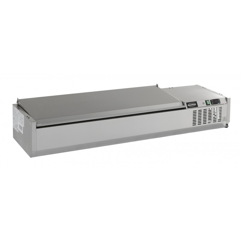 PUITS RÉFRIGÉRÉE COUVERCLE EN ACIER INOX 1/4GN x 5 - 1200x335x225 mm