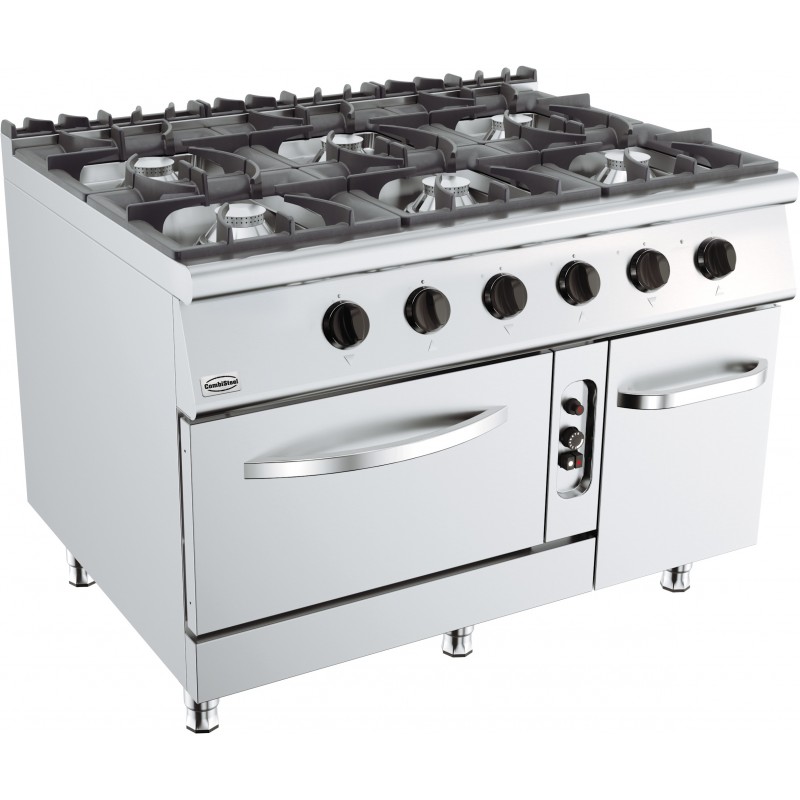 BASE 900 CUISINIERE A GAZ 6 BR. AVEC FOUR À GAZ - 1200x900x900 mm