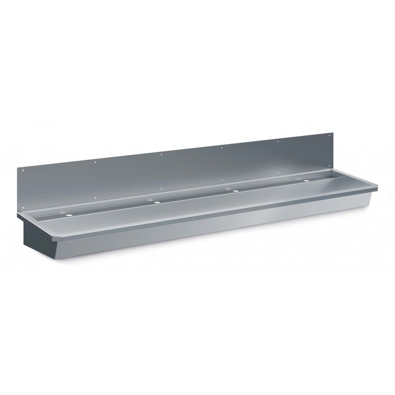 ÉVIER INOX 1 ROBINET 2400MM BOUCHON DE VIDANGE ET COUVERCLE ANTI-ÉCLABOUSSURES INCLUS - 2400x468x438 mm