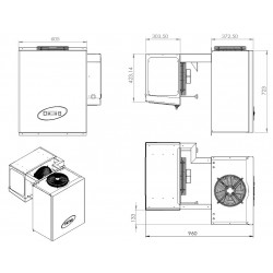 UNITÉ DE RÉFROIDISSEMENT TYPE NEGATIF 9,1-13 M3 - 605x960x723 mm