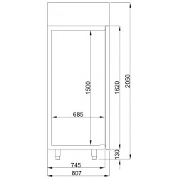 CONGÉLATEUR EN ACIER INOX MONO BLOCK 700 LTR ENERGY LINE - 700x810x2050 mm