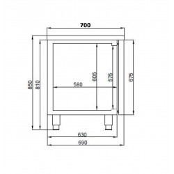 700 TABLE RÉFRIGÉRÉE 2 PORTES EXCL. MOTEUR - 1125x700x850 mm