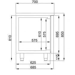 700 TABLE RÉFRIGÉRÉE 2 PORTES MONOBLOCK ENERGY LINE - 1300x700x850 mm