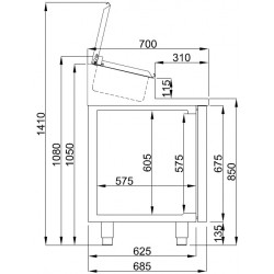 SALADETTE 2 PORTES 7x 1/3GN RÉCIPIENT - 1400x700x1090 mm